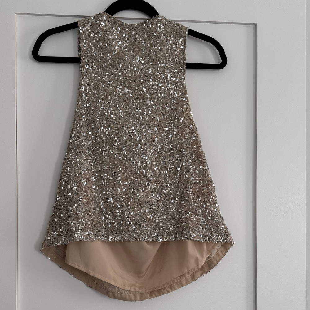 Haute Hippie Silver Sequin Drape Blouse - Picture 2 of 4